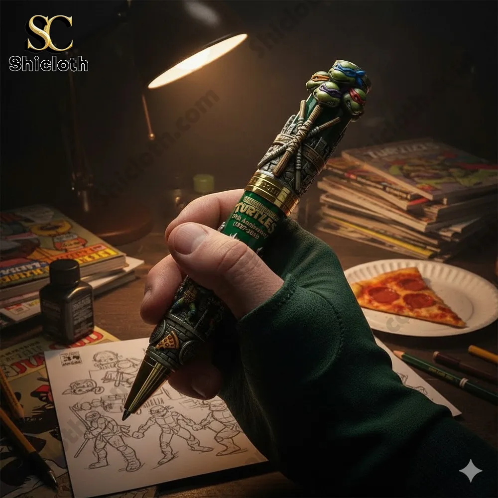 Teenage Mutant Ninja Turtles anniversary collectible pen held while drawing sketches!