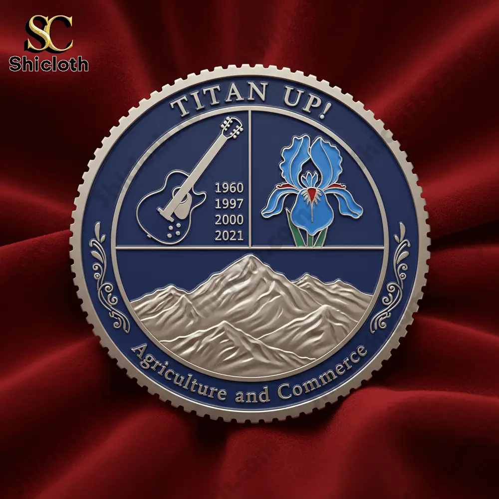 Tennessee Titans anniversary back coin with guitar flower and mountain design!