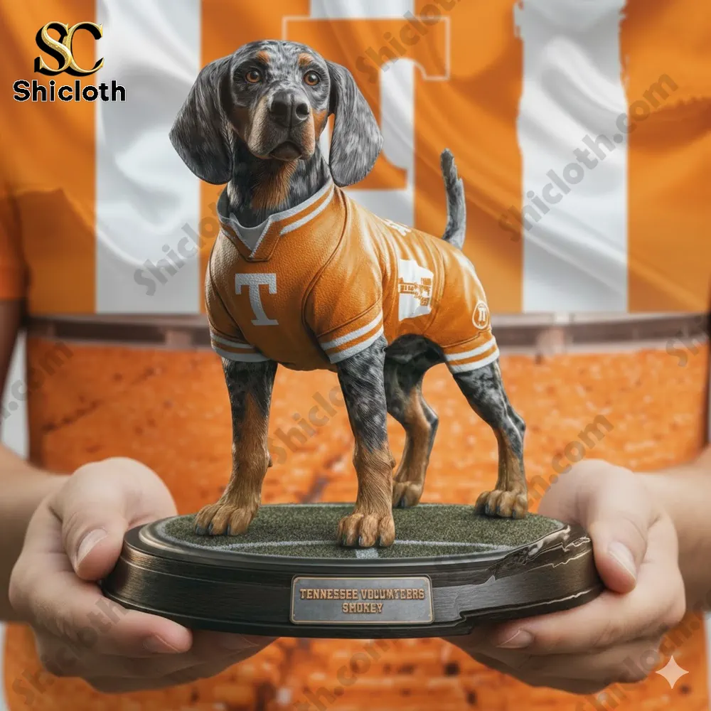 Dolly Parton's 80th Anniversary 1946-2026 Collectible Pop Figure Doll 34 Dog mascot statue wearing Tennessee Volunteers jersey on display base!