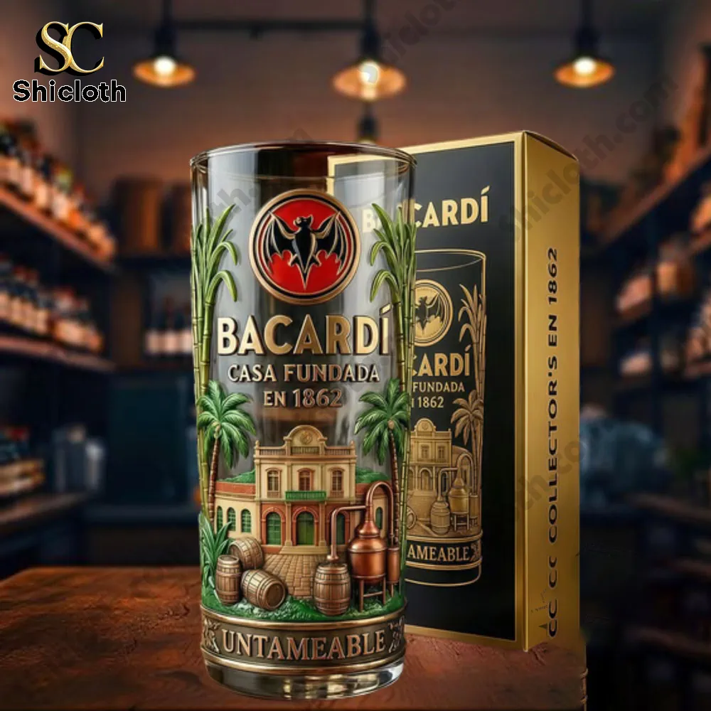 Bacardi heritage collector glass with premium packaging on bar counter!