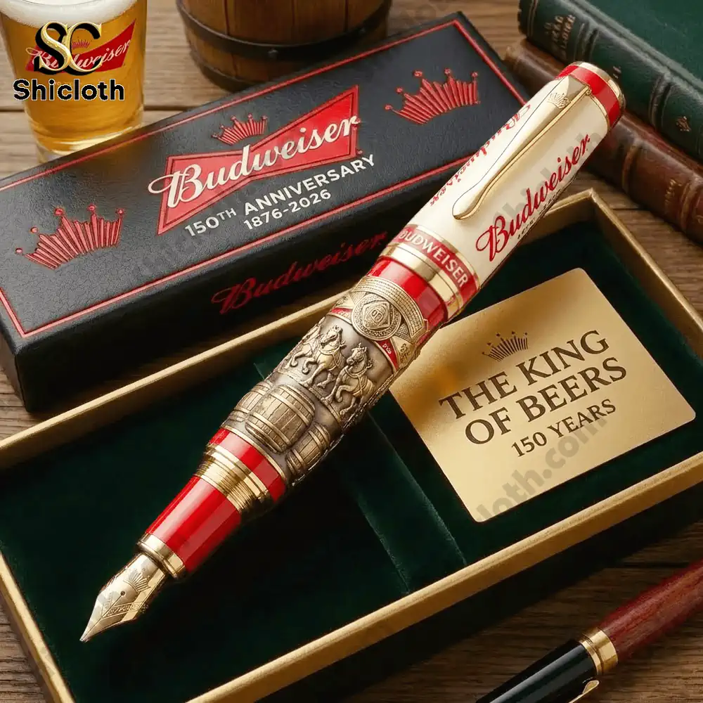 Budweiser themed fountain pen displayed in a presentation box!