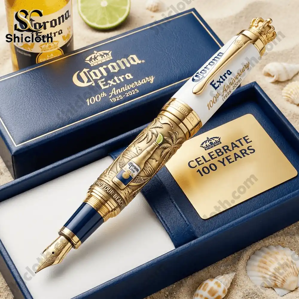 Luxury fountain pen in premium gift box on sandy beach!