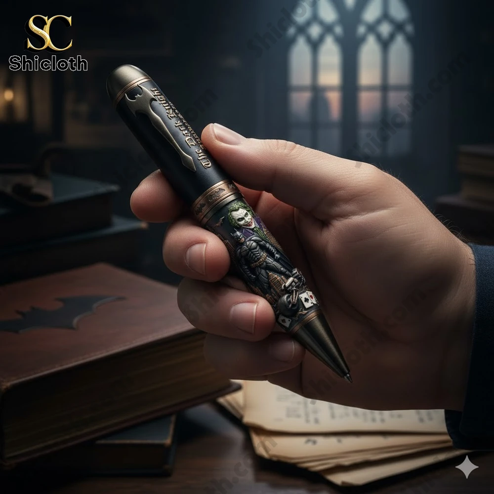 Dark Knight themed pen held in hand!