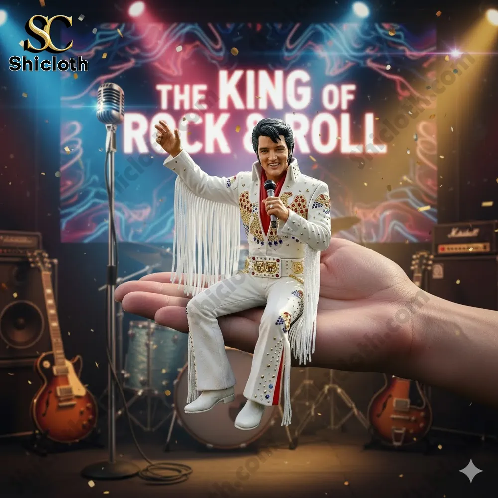 Rat Fink Skull Road Outlaw Collectible Pop Figure Doll 46 Miniature rock and roll singer on a hand with stage background!