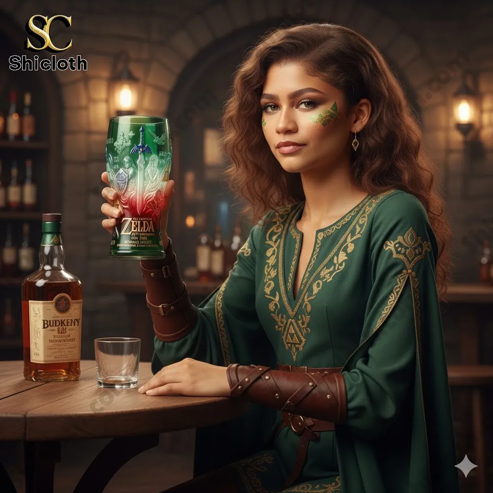 Fantasy themed Zelda glass held by woman in tavern!