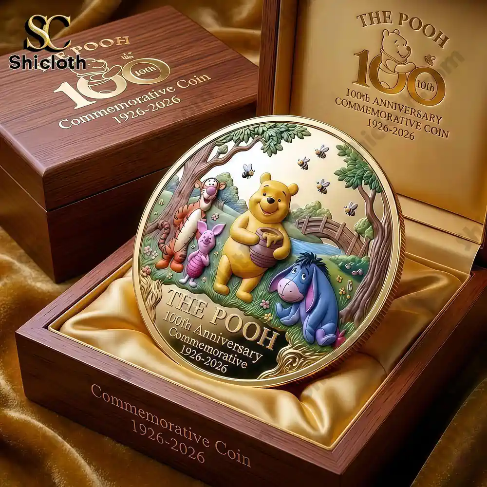 Pooh commemorative coin displayed in luxury wooden box!