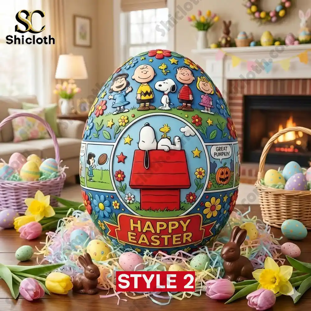 The Pooh 100th Anniversary Commemorative Easter Egg Figure 4 Snoopy Easter egg front view festive display!