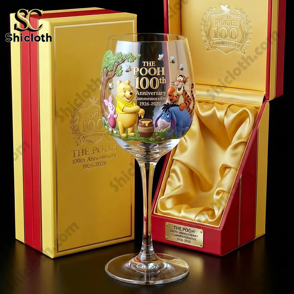 Pooh themed commemorative wine glass in luxury gift box!