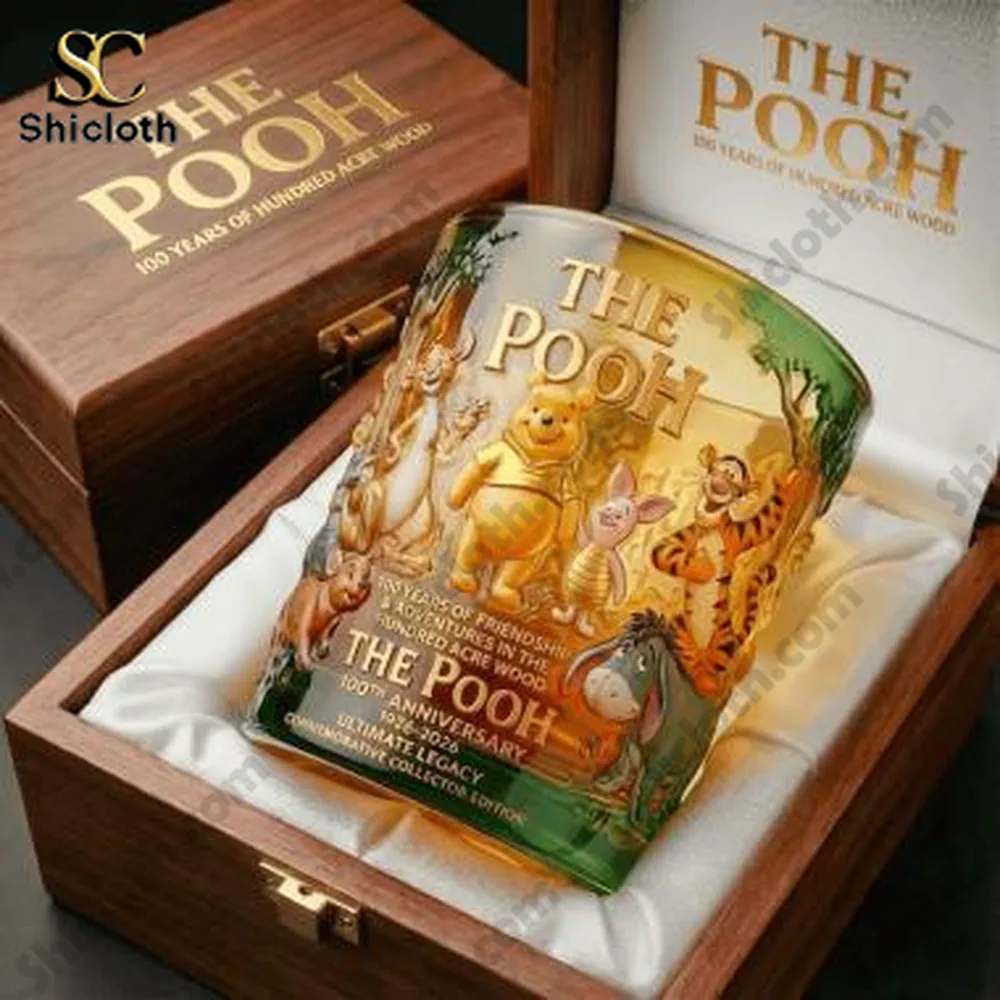 The Pooh mug displayed inside an elegant wooden gift box!