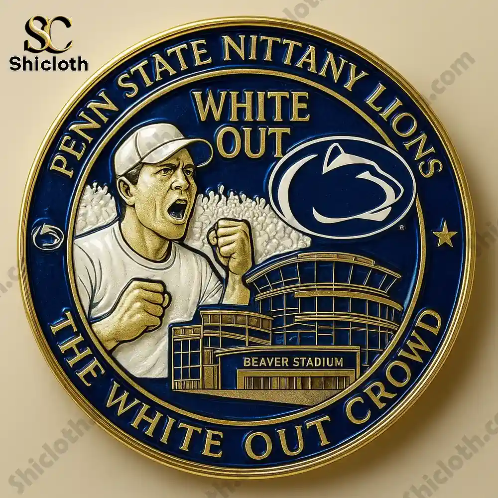 Penn State White Out coin showing stadium logo and cheering fans!