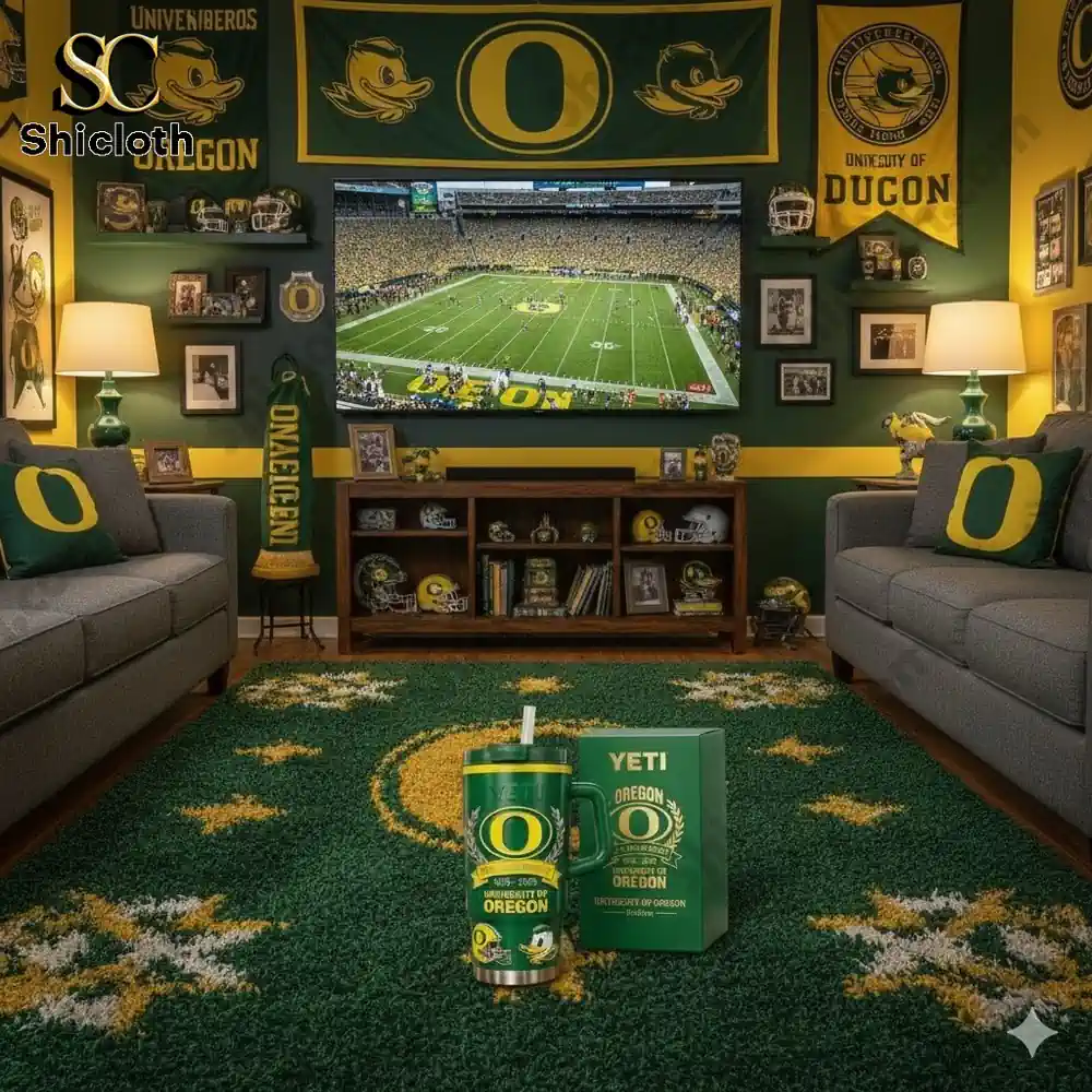 University of Oregon 150th Anniversary Edition Tumbler 3 Oregon themed living room with Yeti tumbler!