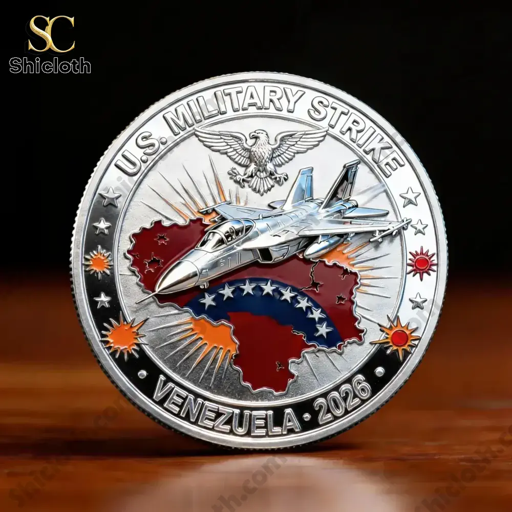 Lord Of The Rings 2001-2026 25th Anniversary Commemorative Coin 4 US military strike commemorative coin with jet over Venezuela map!