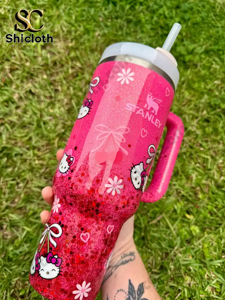 Valentine Cherry Hello Kitty Glitter Tumbler