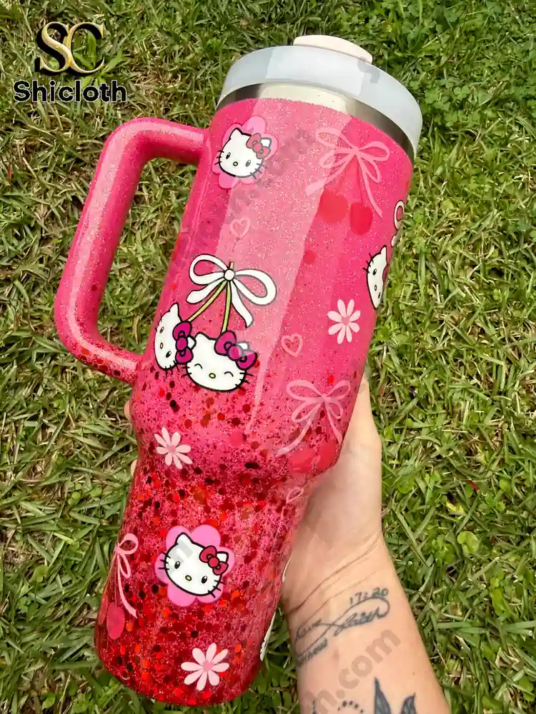Alternative view of Valentine Cherry Hello Kitty Glitter Tumbler