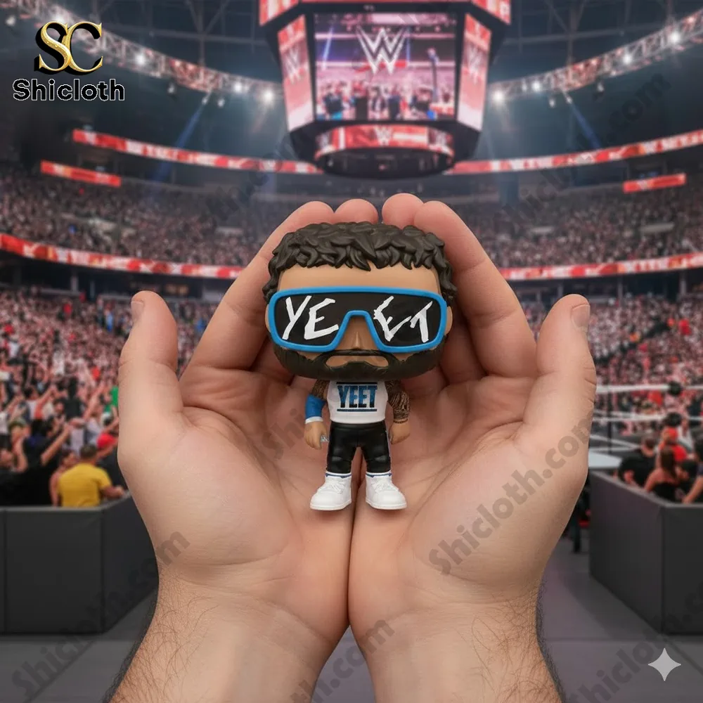 Mike Tomlin End Of An Era Pittsburgh Steelers Commemorative Pop Figure 6 Jey Uso Yeet style vinyl figure held in hands inside a WWE arena!