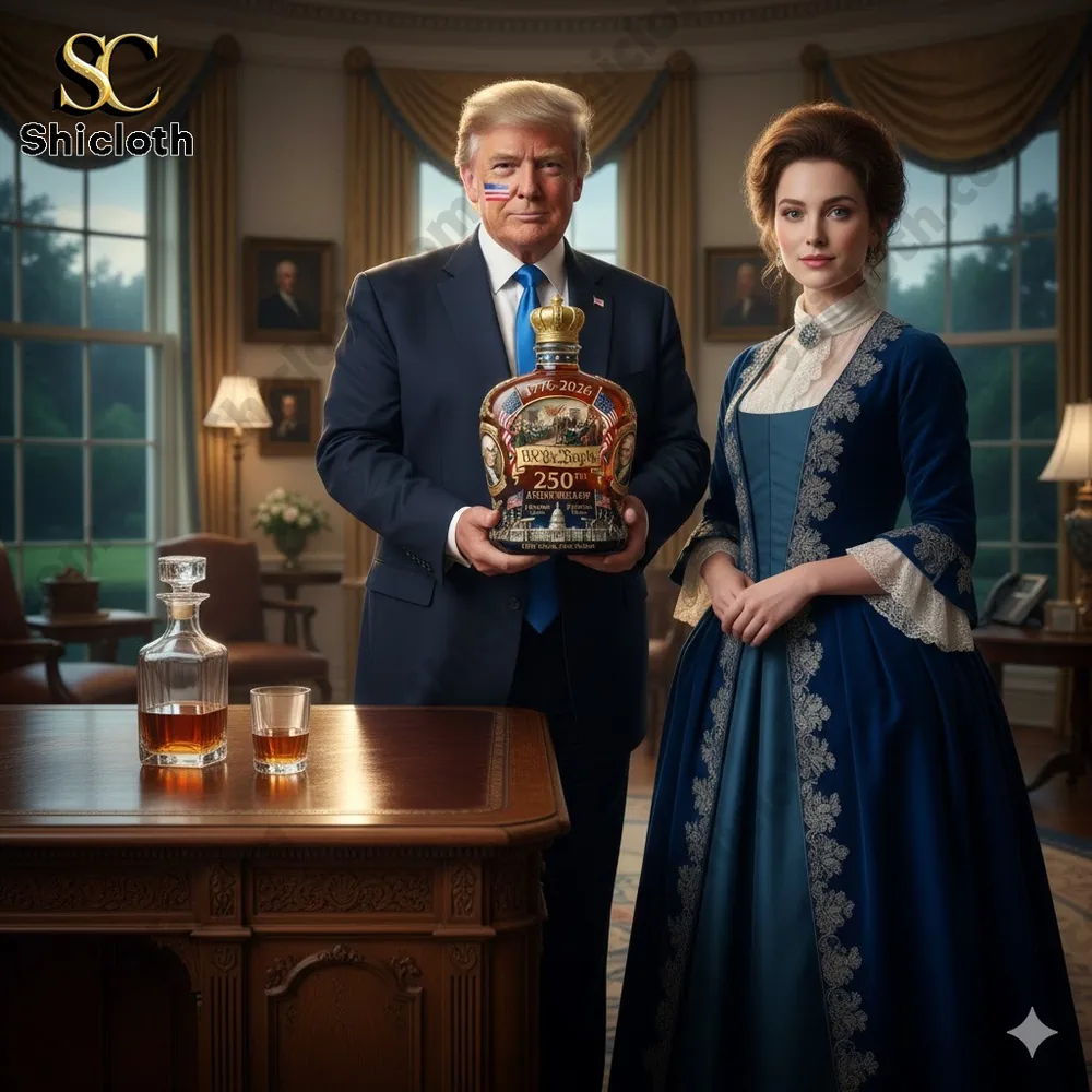 A patriotic whiskey bottle presented by a famous American leader inside a historic office!