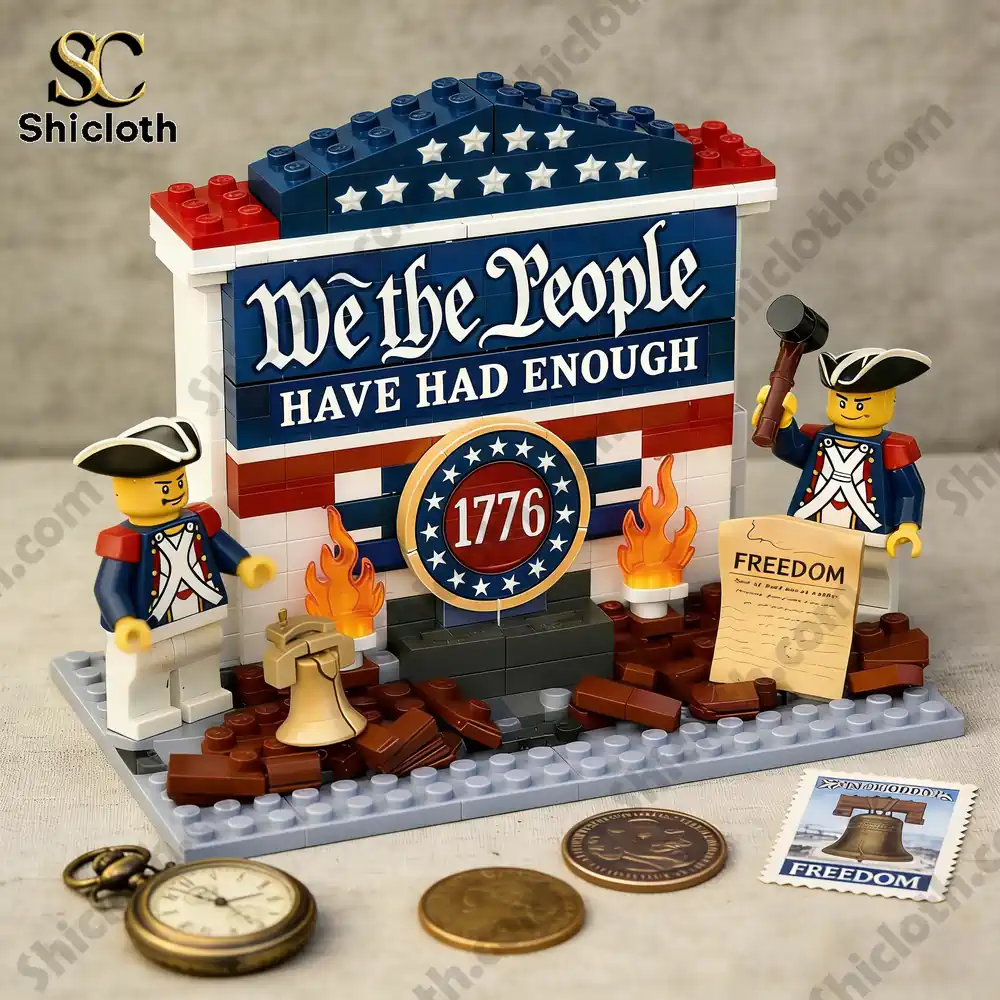 Lego patriotic display with colonial soldiers and freedom theme!