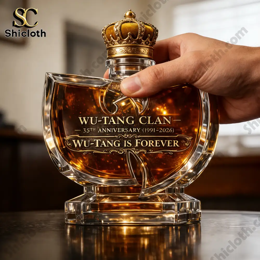 Wu-Tang Clan 35th Anniversary Whiskey Bottle 3 Hand holding a Wu Tang Clan whiskey bottle indoors!