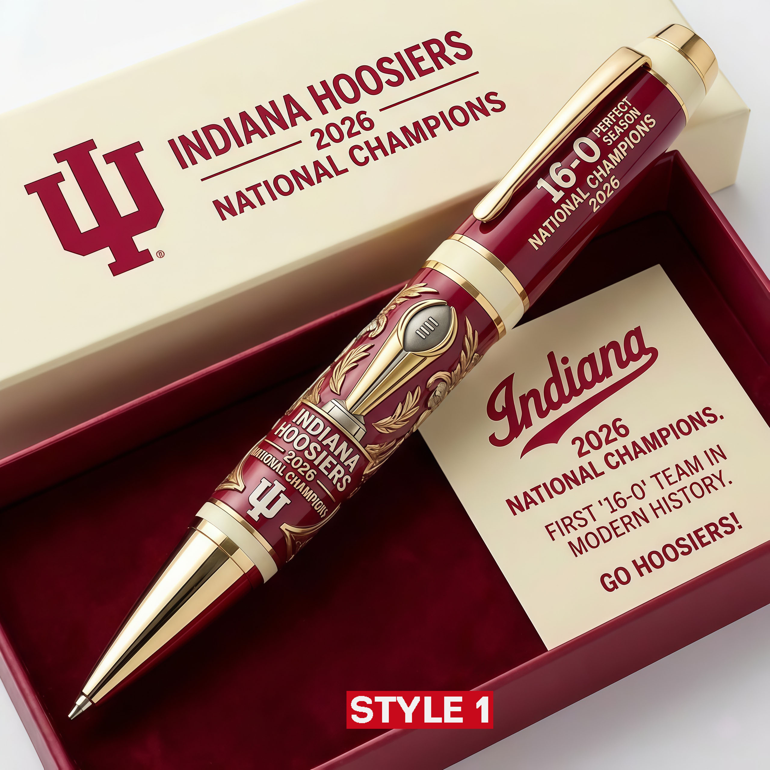 Indiana Hoosiers National Championship pen in a luxury box with perfect season details!