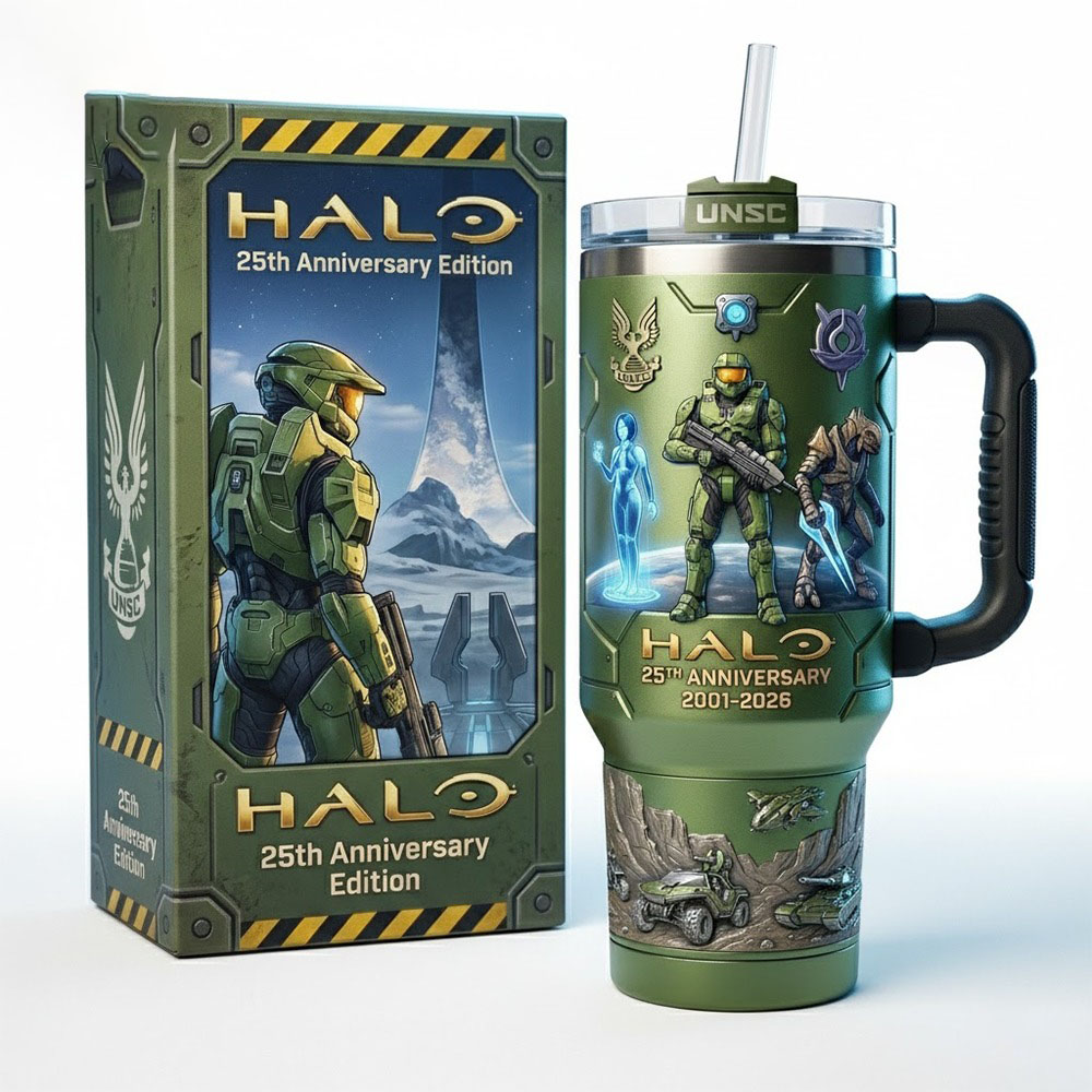 Halo anniversary collector tumbler with themed display box!