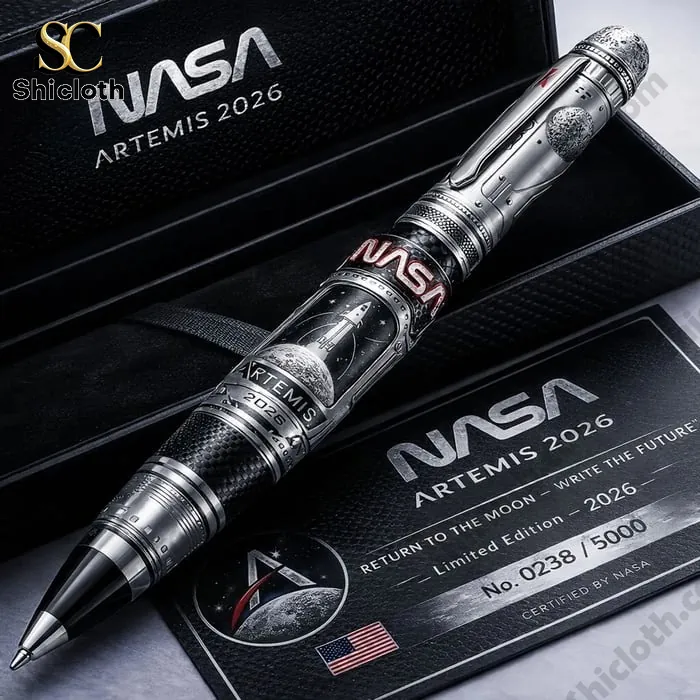 Close up of NASA Artemis 2026 Limited Edition pen in presentation box.