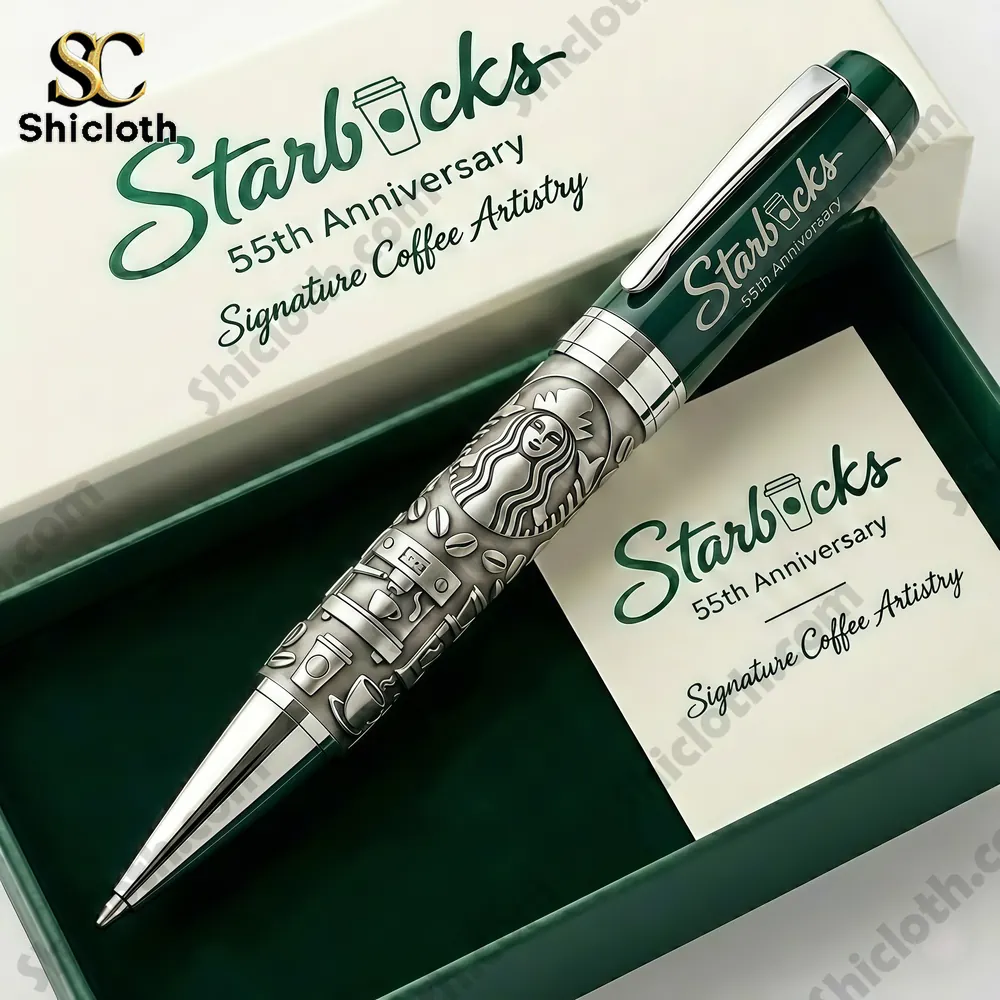 Shicloth coffee themed pen displayed inside a premium gift box!