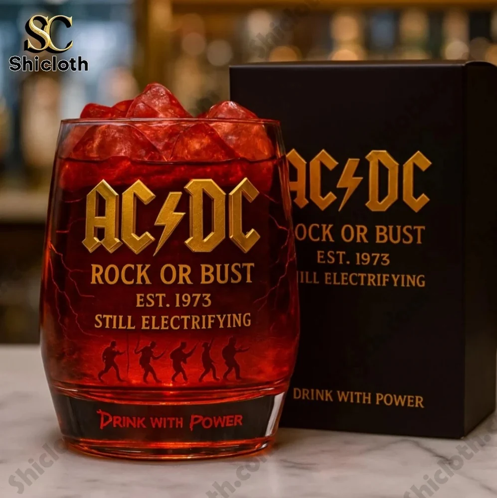 ACDC Rock Or Bust whiskey glass with box!