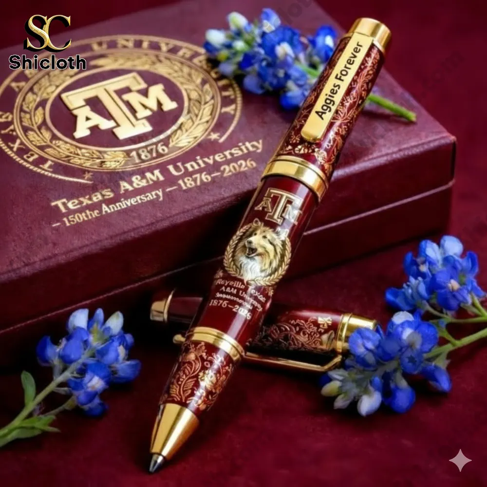 Decorative themed pen displayed on a gift box with flowers!