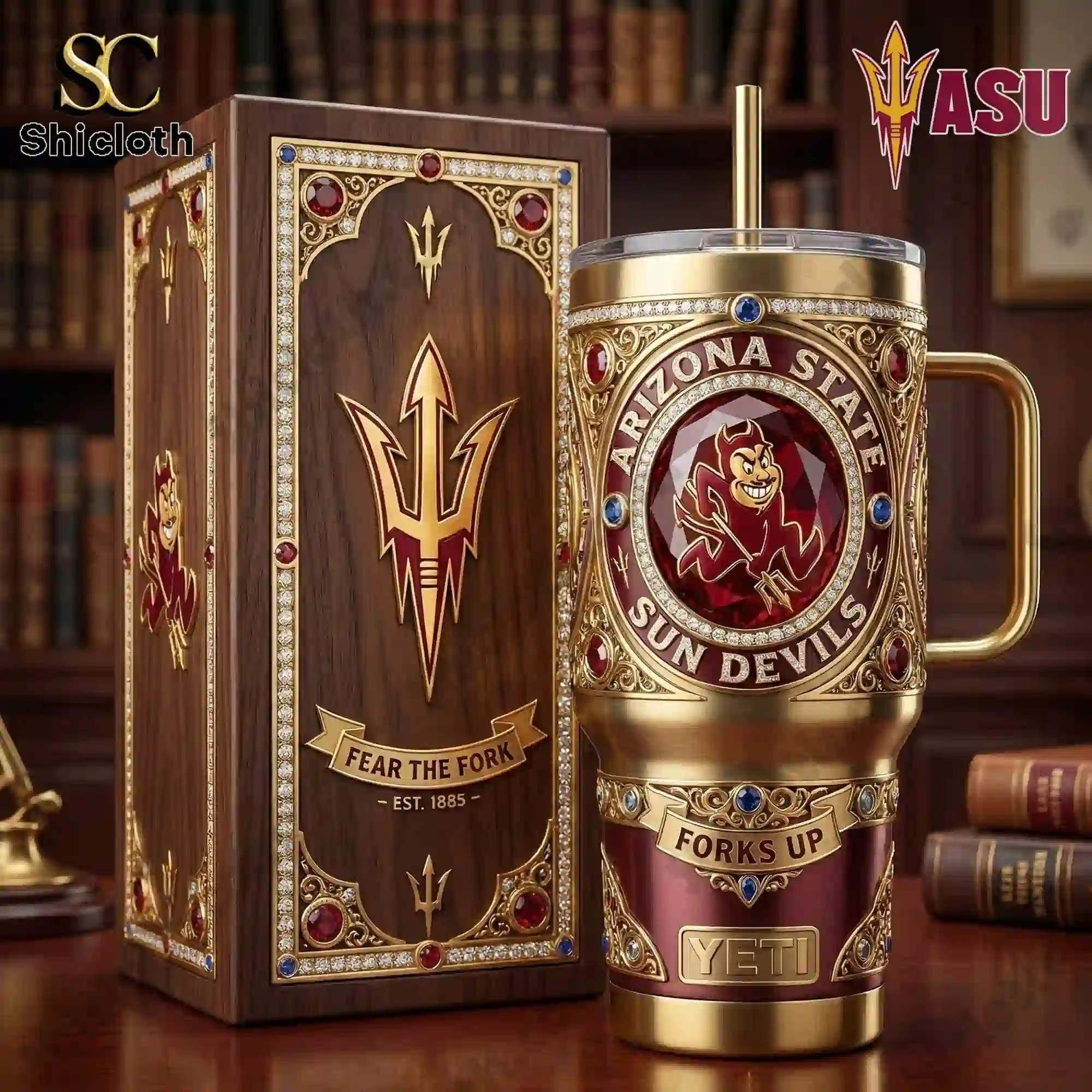 Alternative view of Arizona State Sun Devils Fear the Fork 40oz Tumbler With Handle
