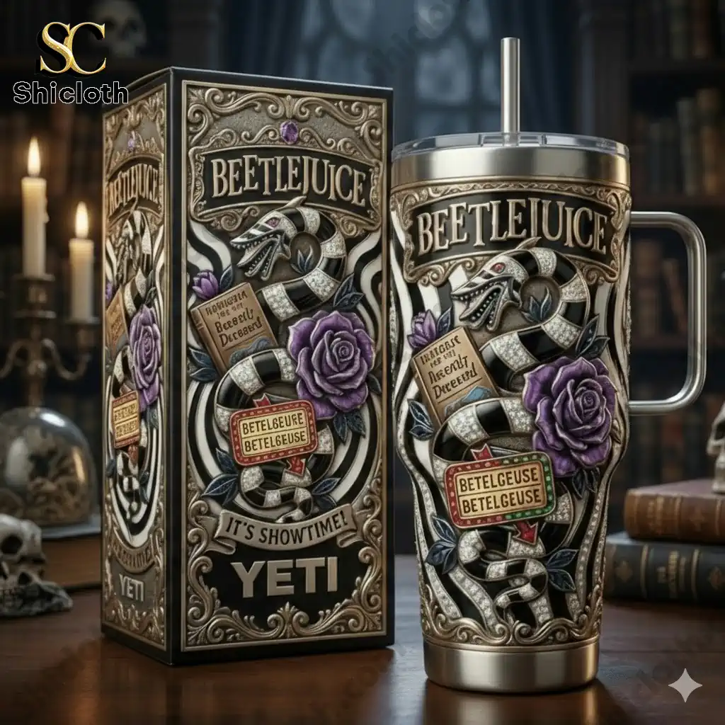 Alternative view of Beetlejuice Handbook For The Recently Deceased Premium Gothic Travel Tumbler