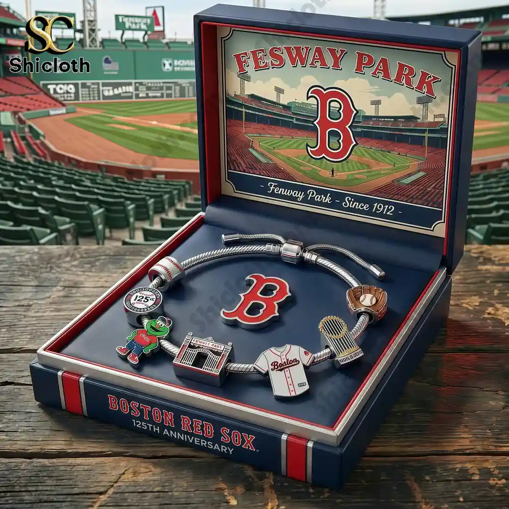 Boston Red Sox anniversary charm bracelet in display box at Fenway Park!