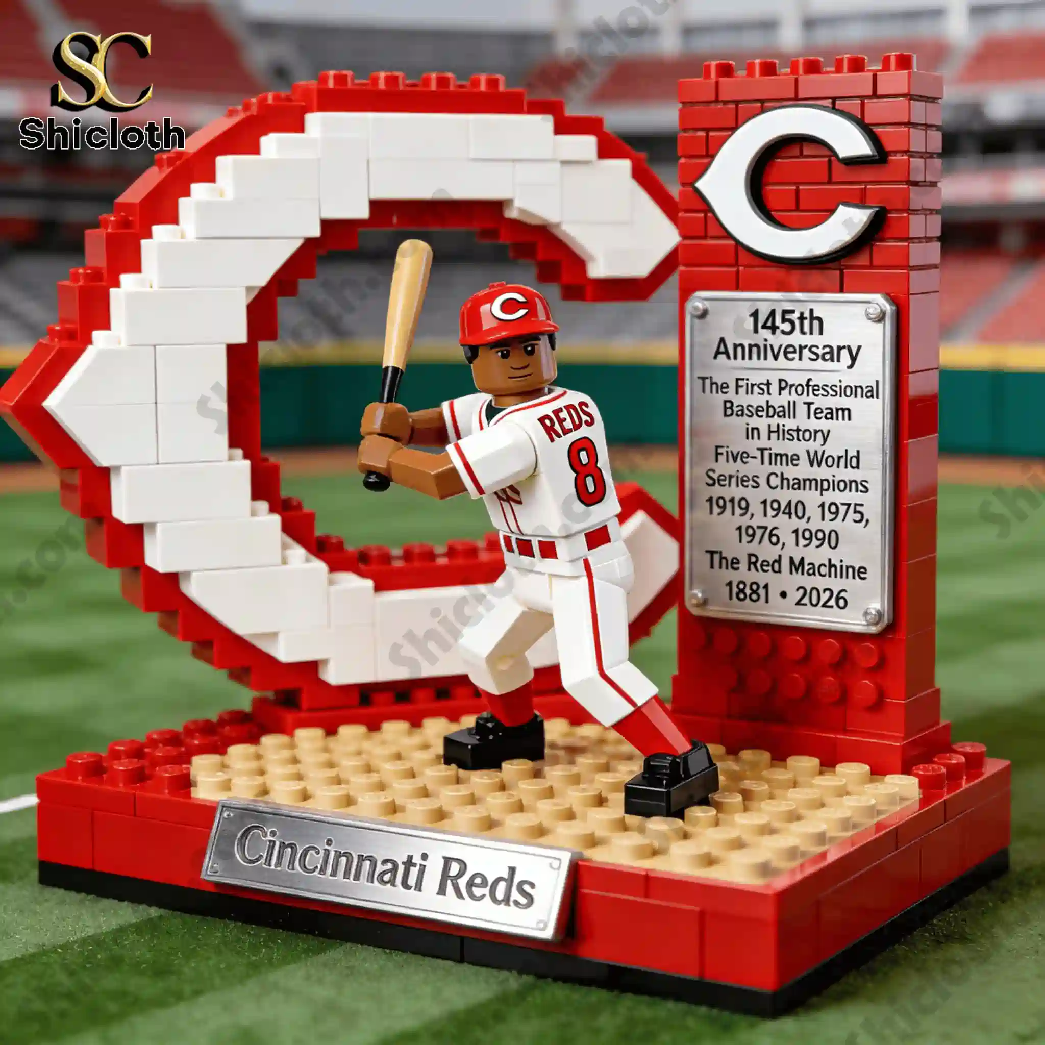 Alternative view of Cincinnati Reds 145th Anniversary Brick Set