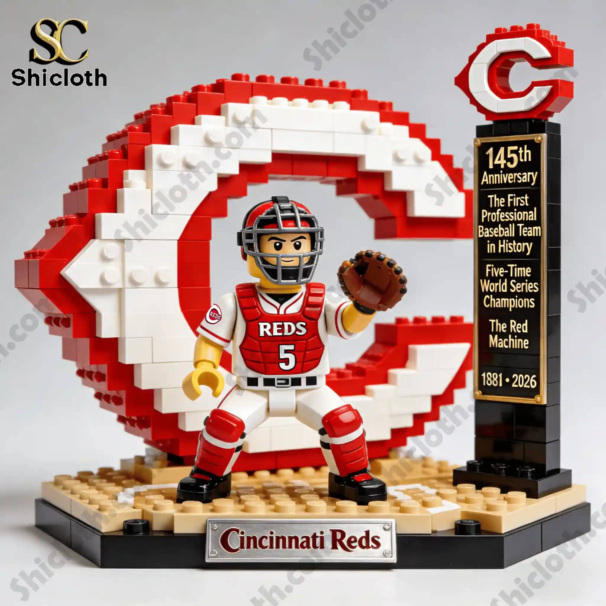 Alternative view of Cincinnati Reds  Five Time World Champions Brick Set