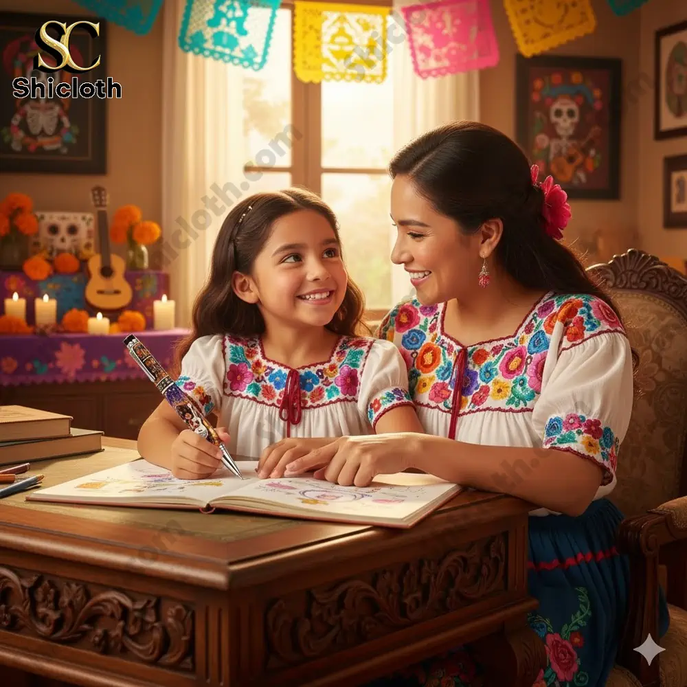 Mike Garage Built Not Bought Pen 88 Woman and girl drawing together using a themed pen at a decorated table!