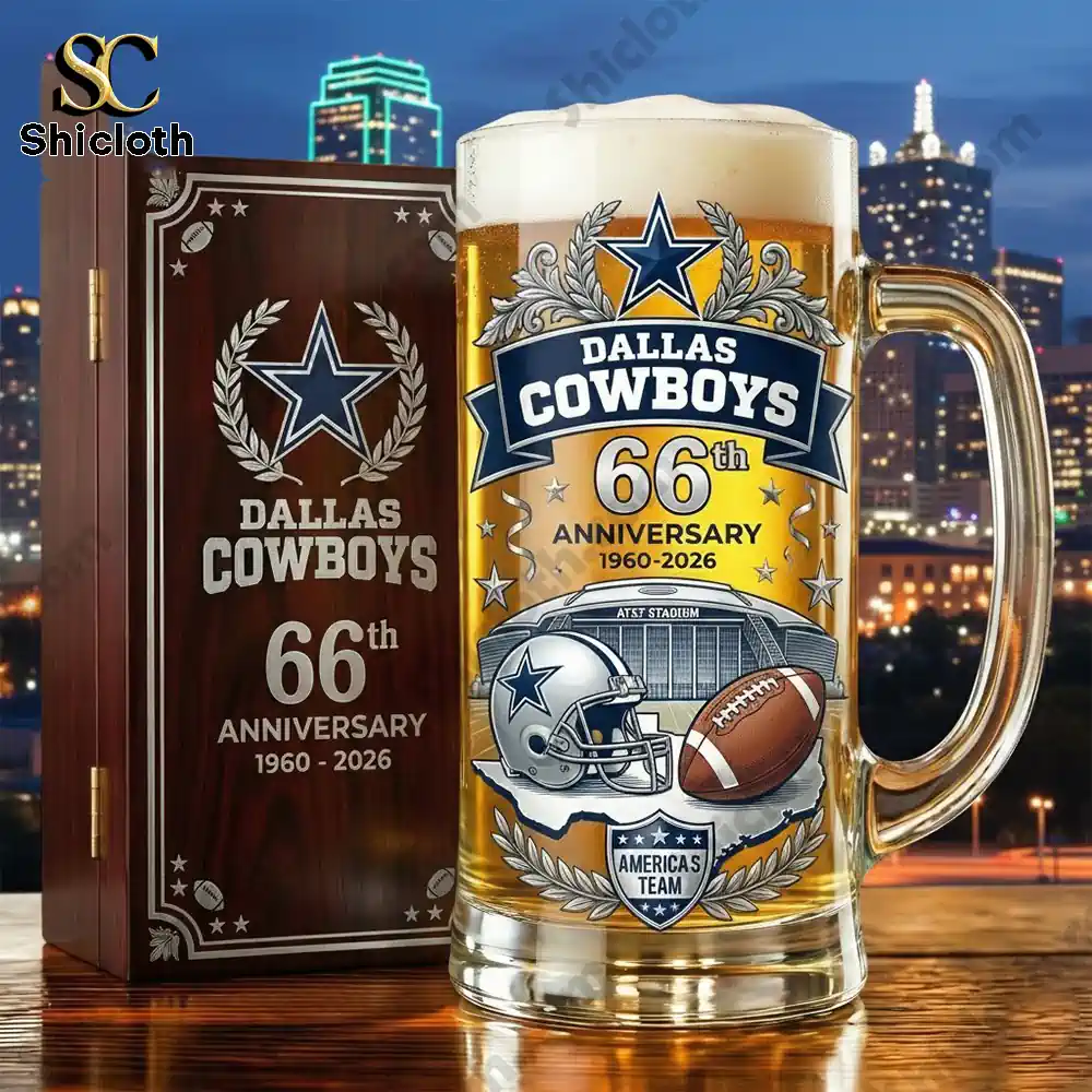 Alternative view of Dallas Cowboys Americas Team 66Th Anniversary Beer Glass