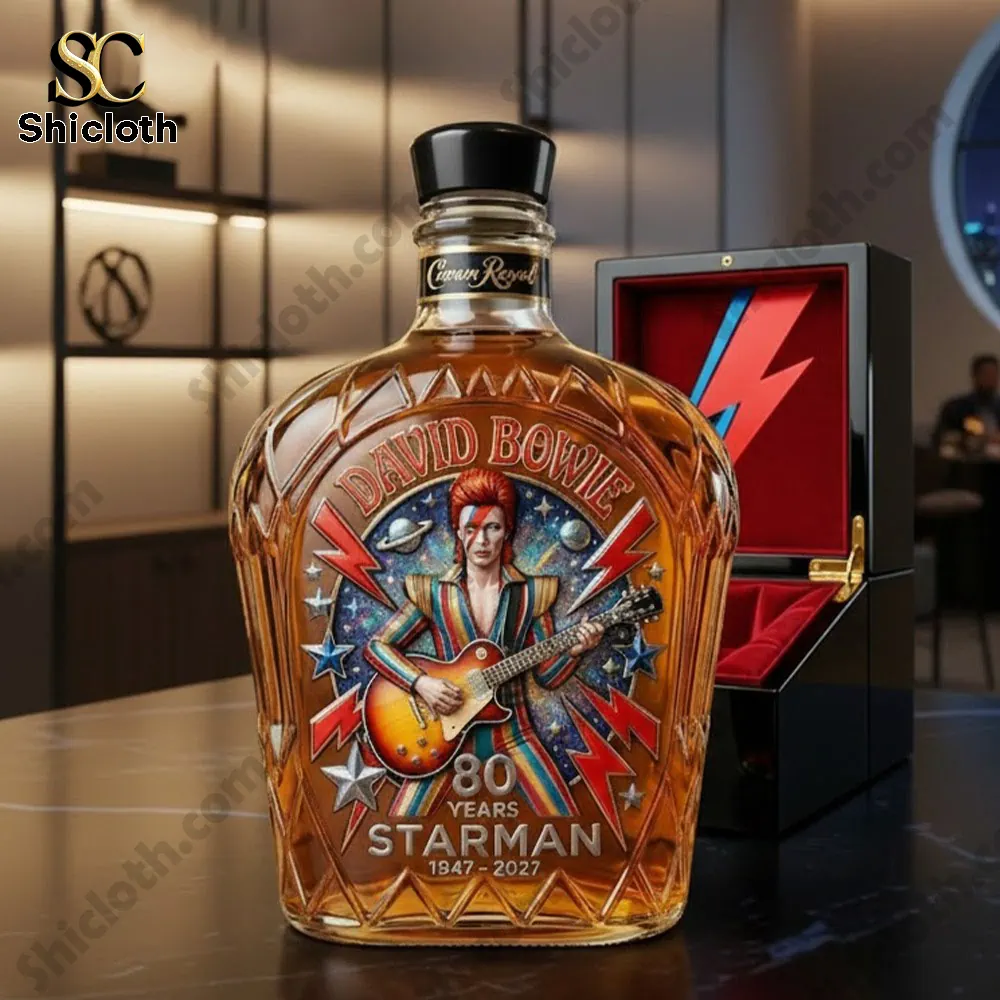 David Bowie Starman whiskey decanter with luxury display box.