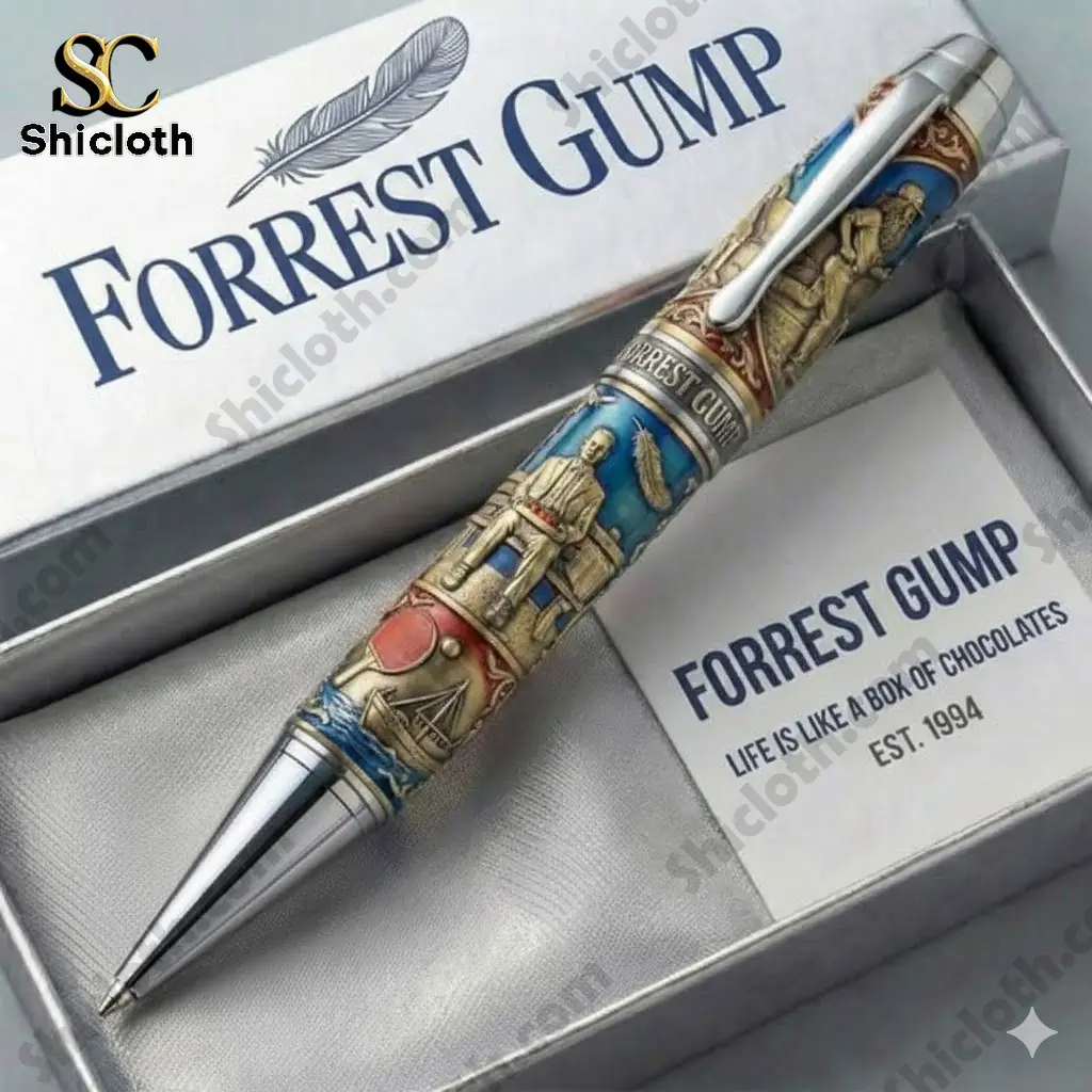 Close up of Forrest Gump commemorative pen in gift box by Shiclothg