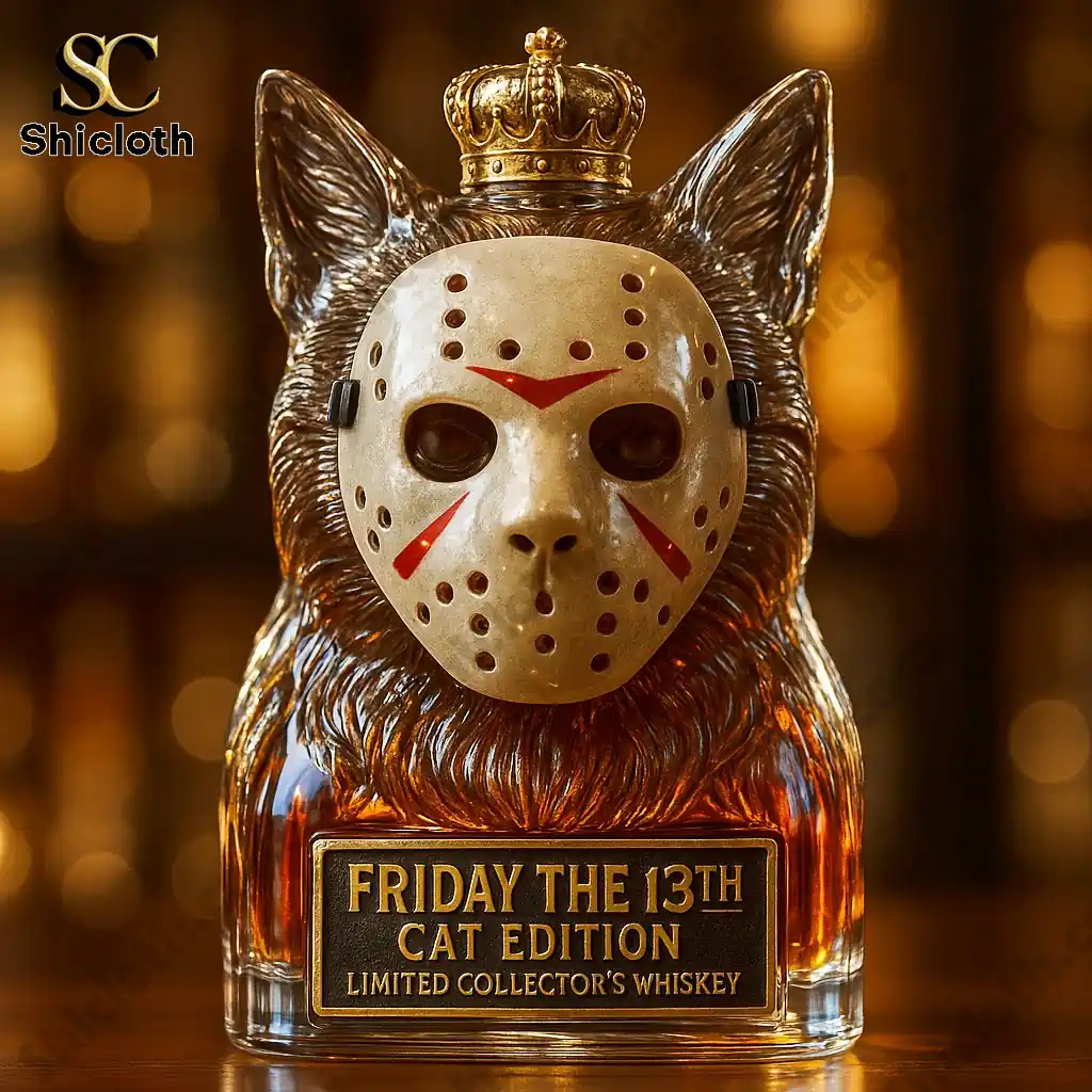 Friday the 13th Cat Whiskey Bottle 4 Friday the 13th Cat Edition whiskey bottle with crown cap