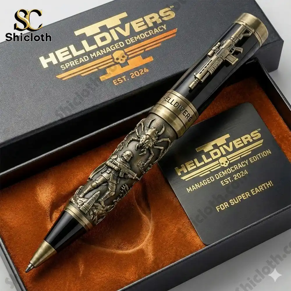 Futuristic themed pen displayed inside a collector gift box!