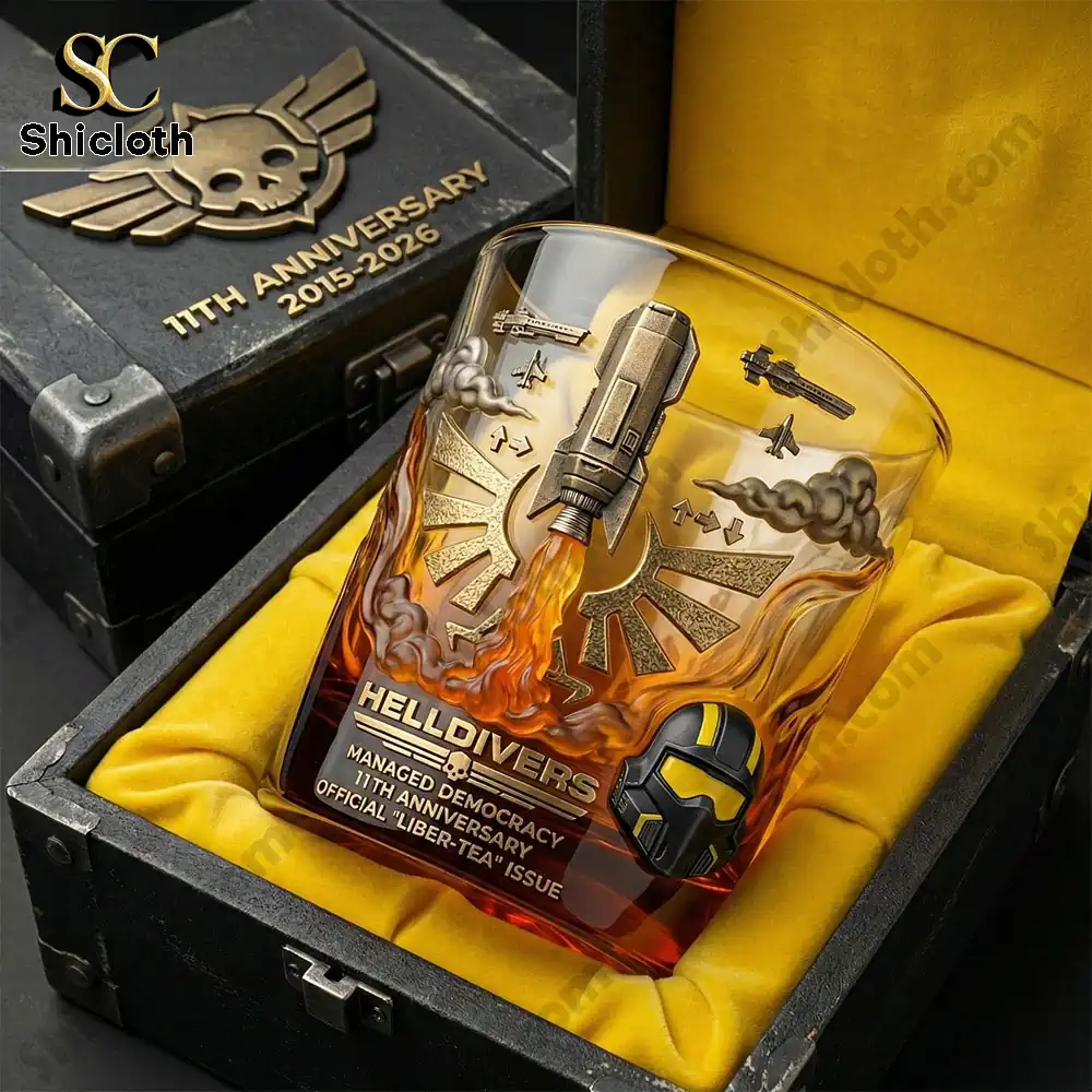 Themed Helldivers glass displayed inside a premium box!