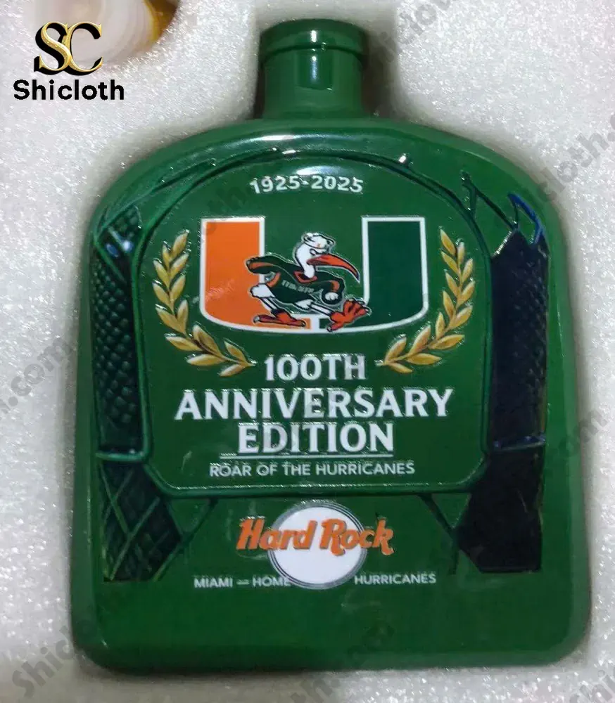 Shicloth Miami Hurricanes 100th anniversary edition bottle inside foam packaging.
