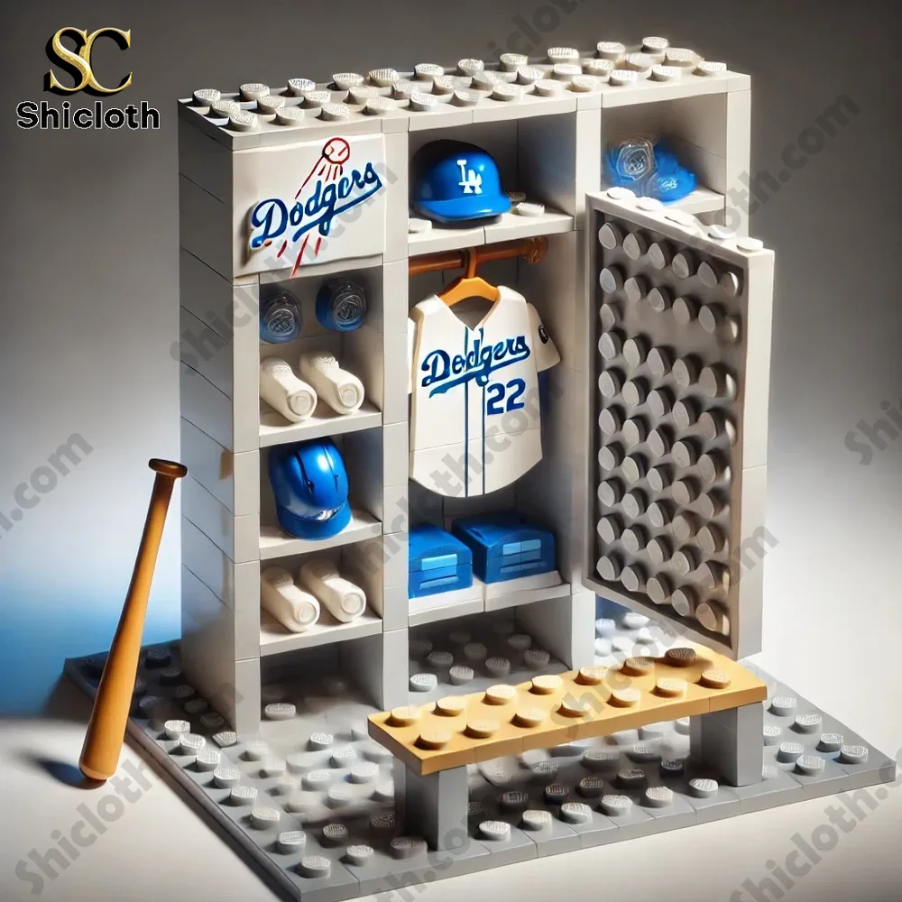 A detailed Dodgers baseball locker toy display!