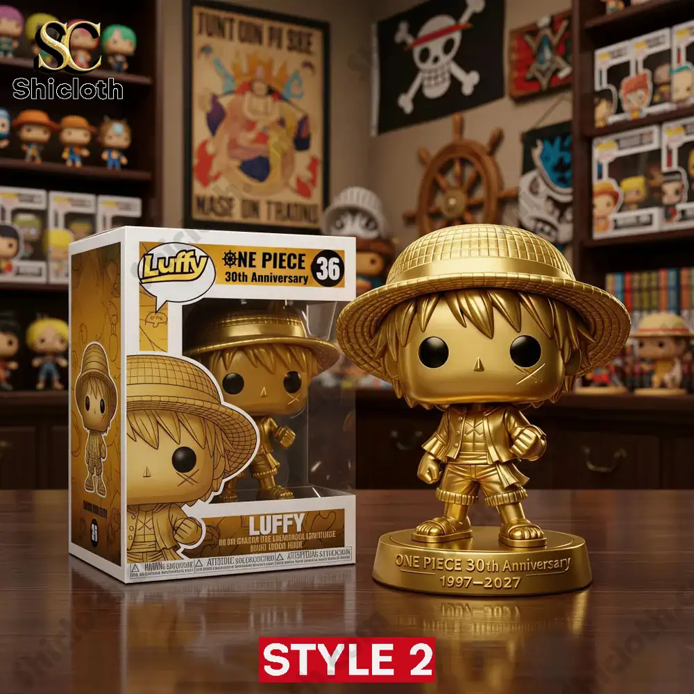 Golden Luffy One Piece 30th Anniversary figure with display box at Shicloth shop!