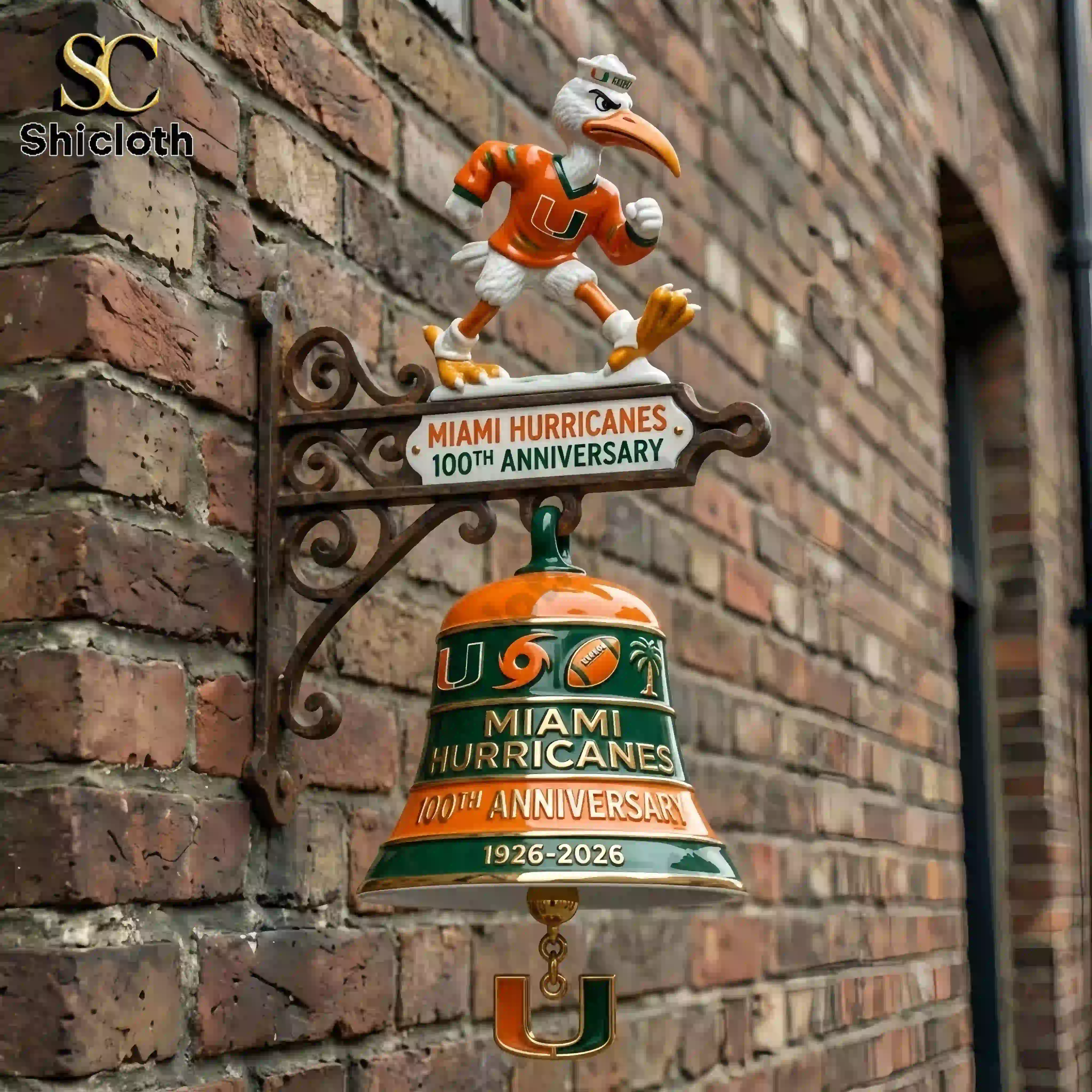 Alternative view of Miami Hurricanes 100th Anniversary Commemorative Wall Bell