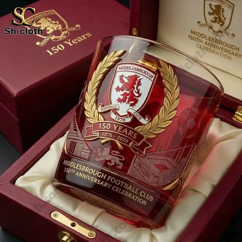 Middlesbrough club 150 years commemorative glass in gift box!