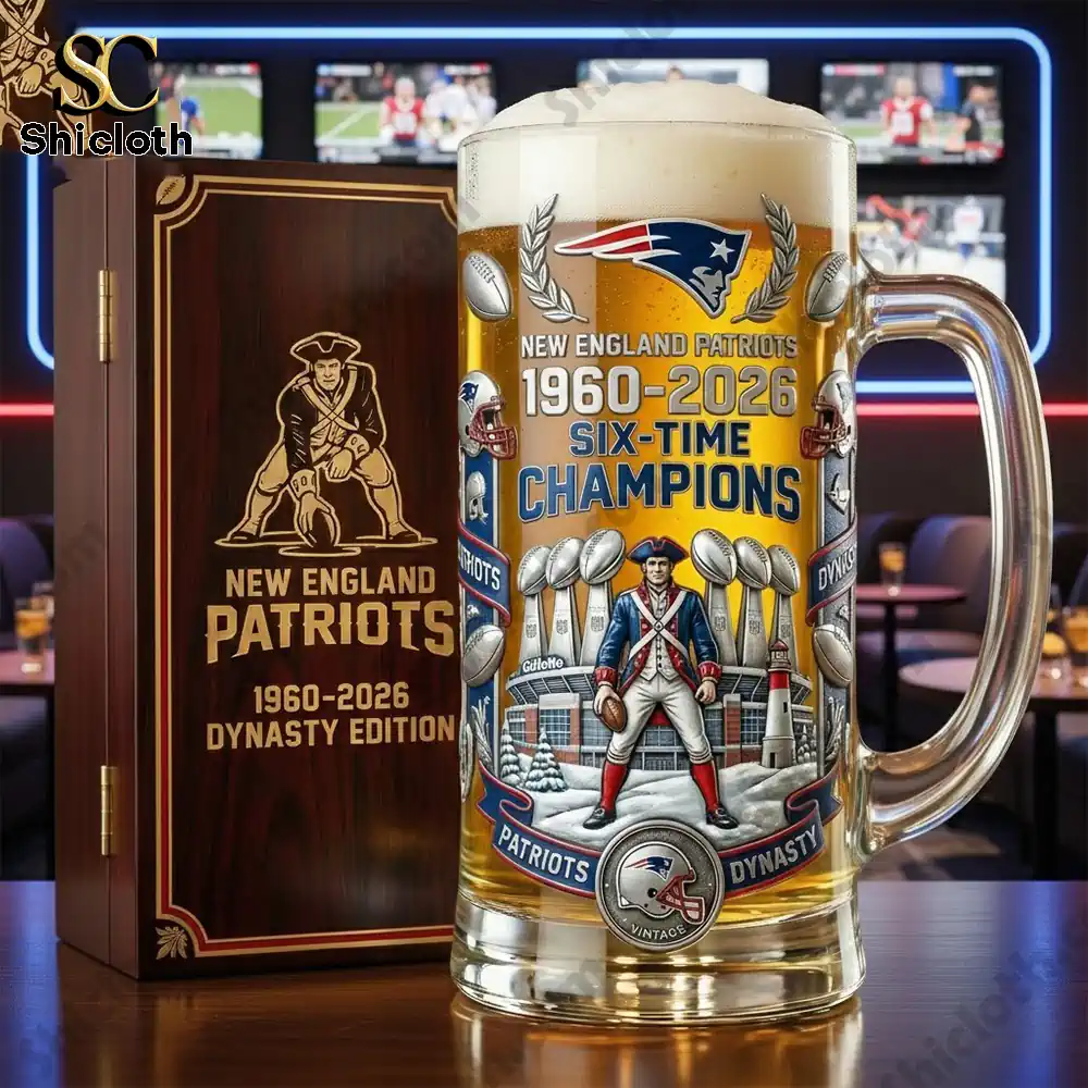 Alternative view of New England Patriots Dynasty Edition 2026 Six Time Champions Beer Glass