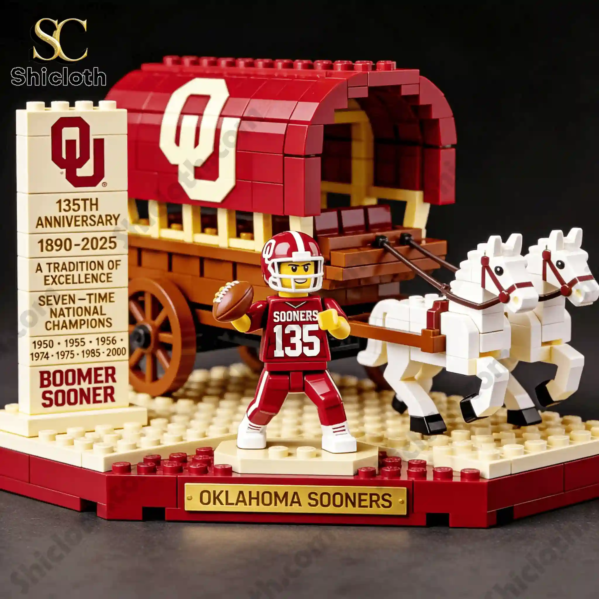 Alternative view of Oklahoma Sooners 135th Anniversary Brick Set