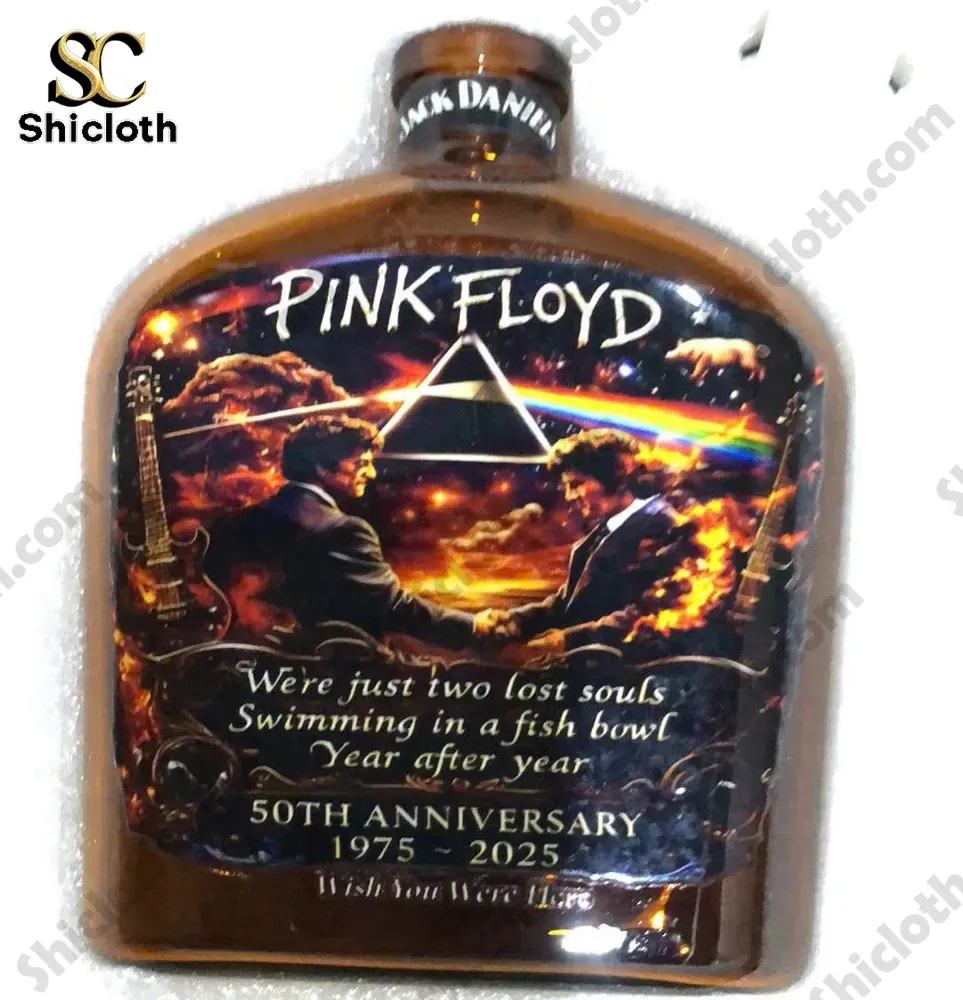 Alt text! Jack Daniels bottle with Pink Floyd 50th anniversary label design!