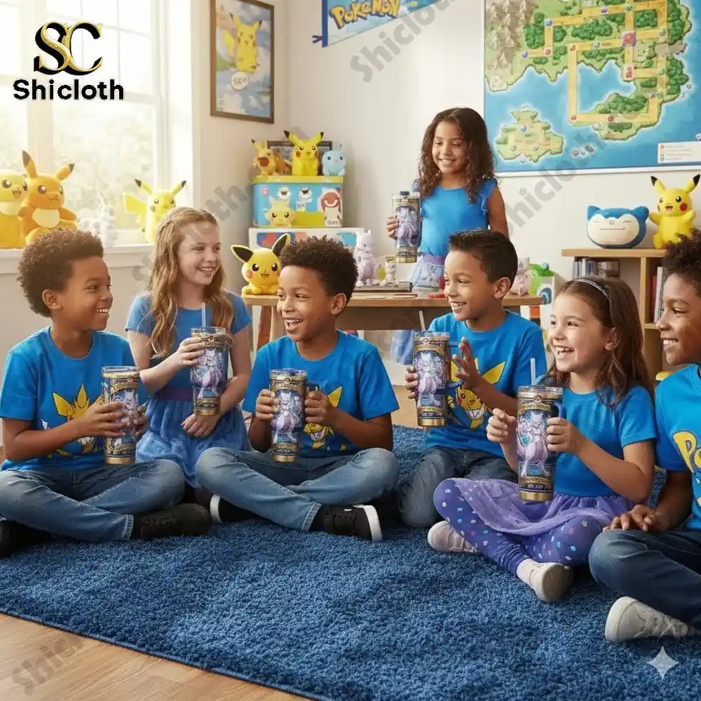 Oregon Ducks 131st Anniversary Tribute Tumbler 33 Kids holding Pokemon anniversary tumblers at a Pokemon themed party.