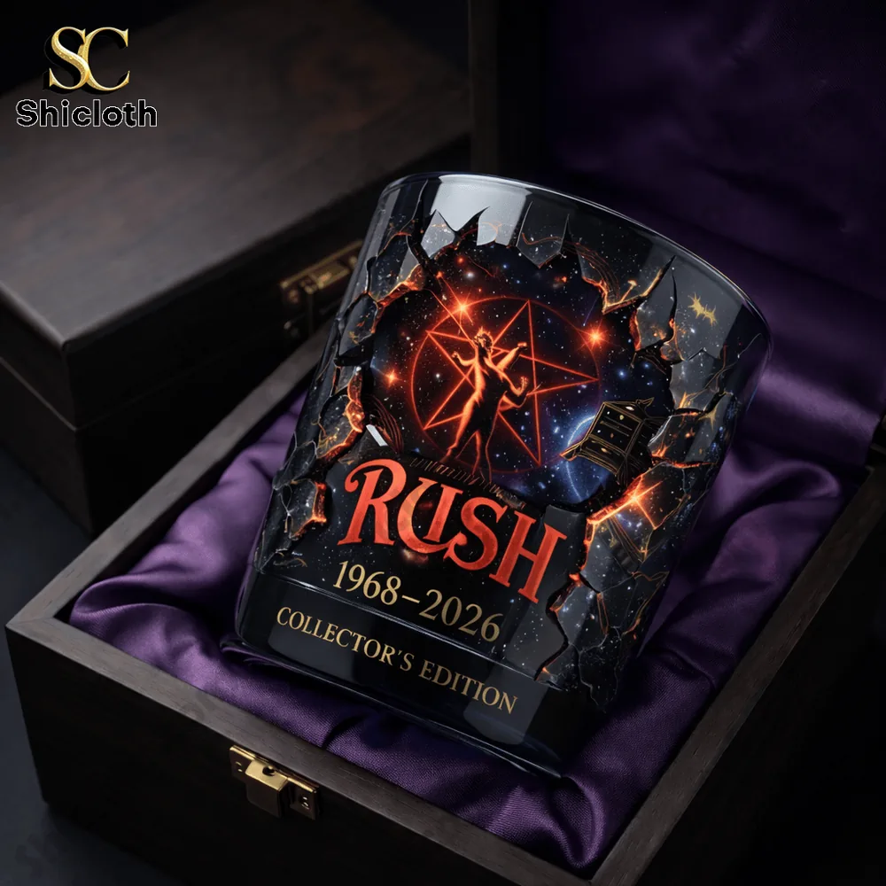 Rush themed collectors glass displayed in a premium gift box from Shicloth!